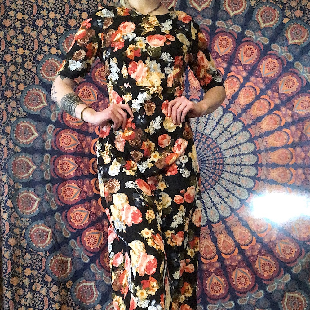 Vintage Floral Floor Length Dress